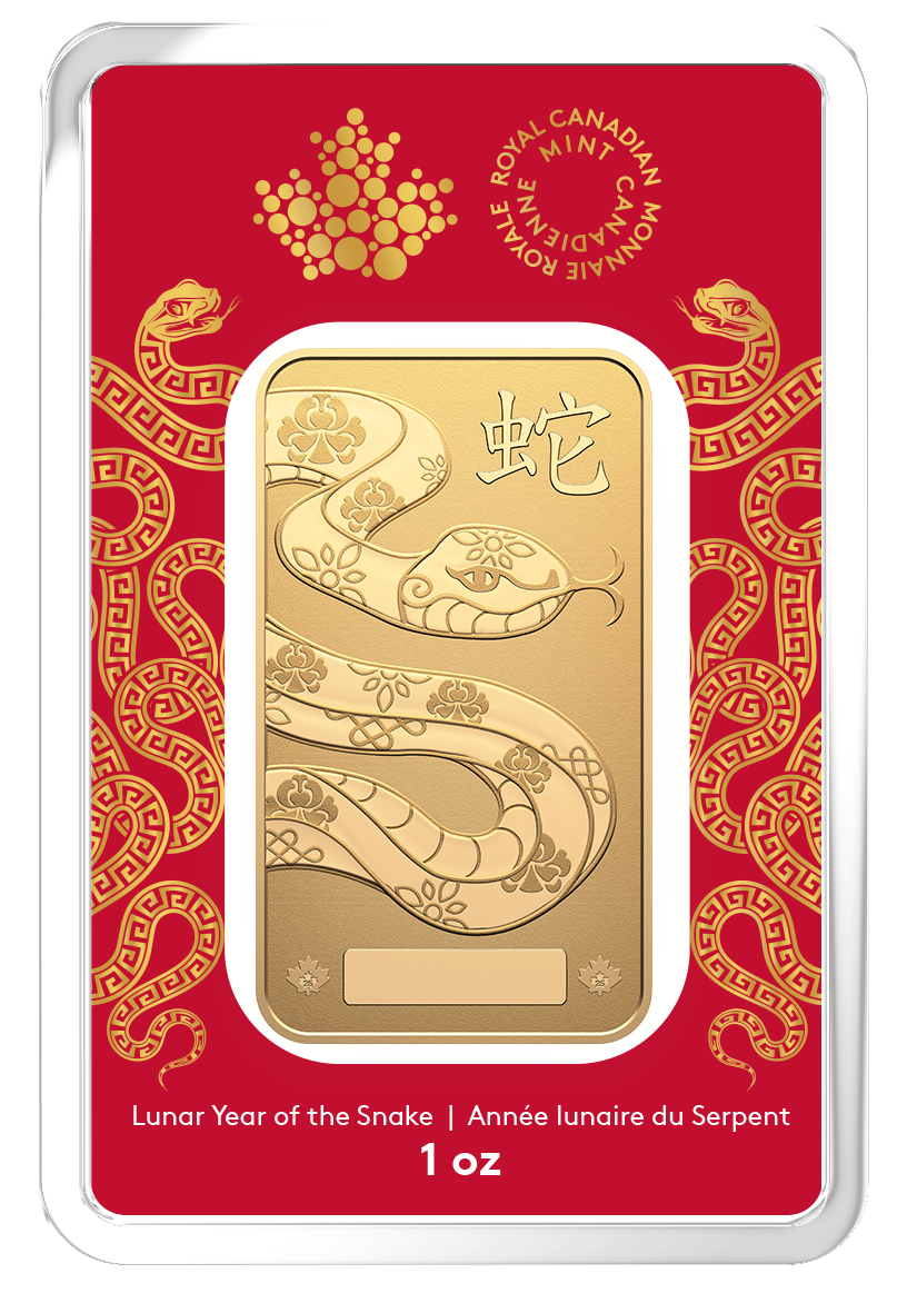 1 oz RCM Gold Bar - Lunar Year of the Snake